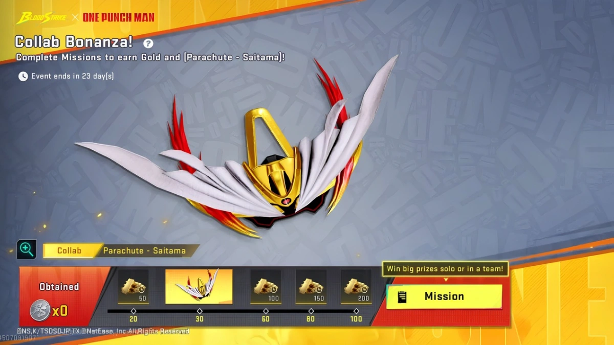 Selesaikan Misi Blood Strike x One Punch Man, Dapatkan Gold dan Parasut Saitama Gratis!